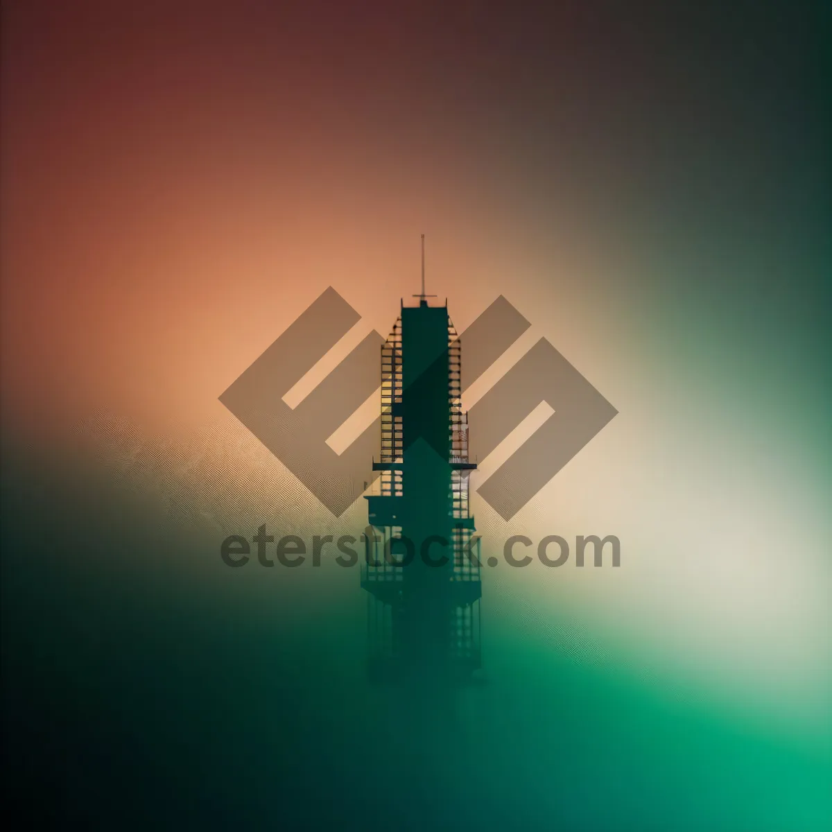 Picture of Steel power tower standing tall against city skyline