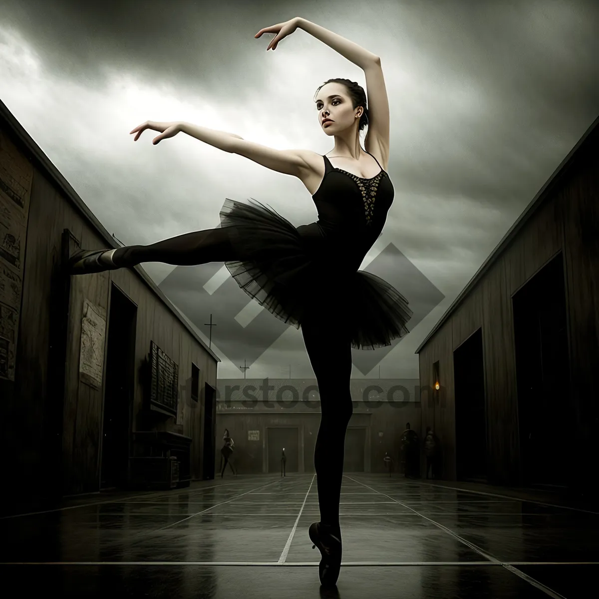 Picture of Elegant Dance Pose: Graceful Fitness Performance.