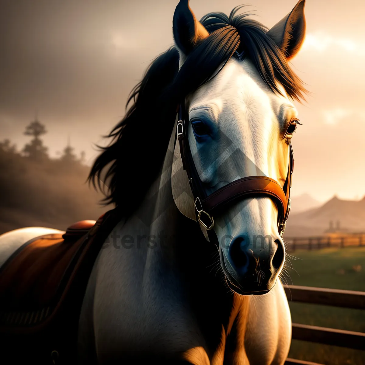 Picture of Stallion in Bridle, Majestic Thoroughbred Horse