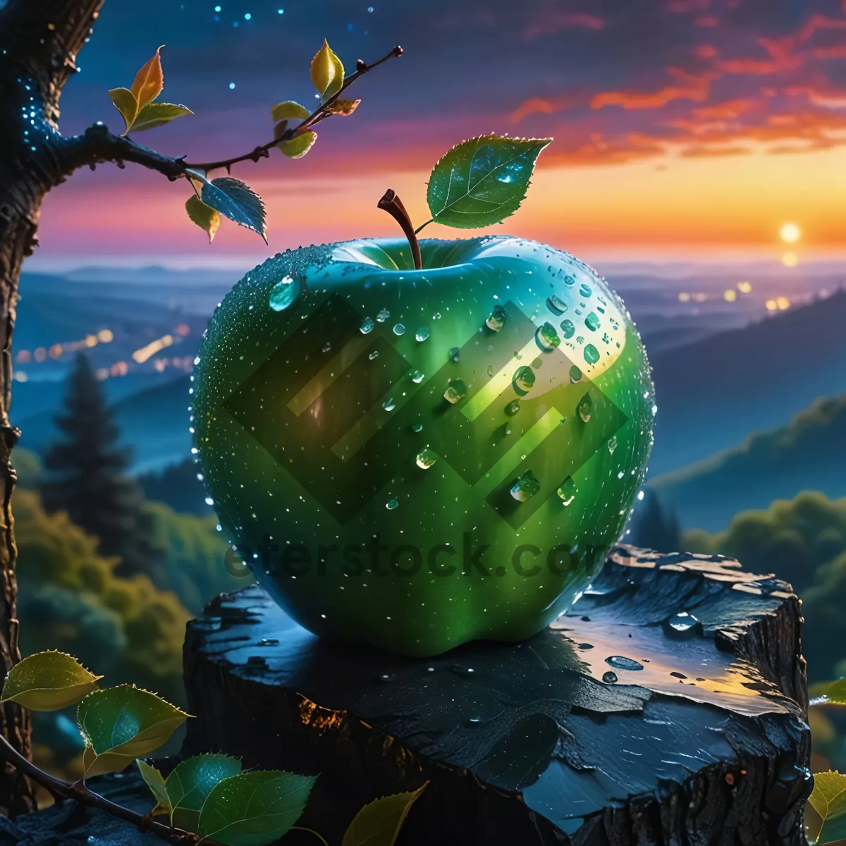 Picture of Granny Smith apple ornament for winter holiday celebration