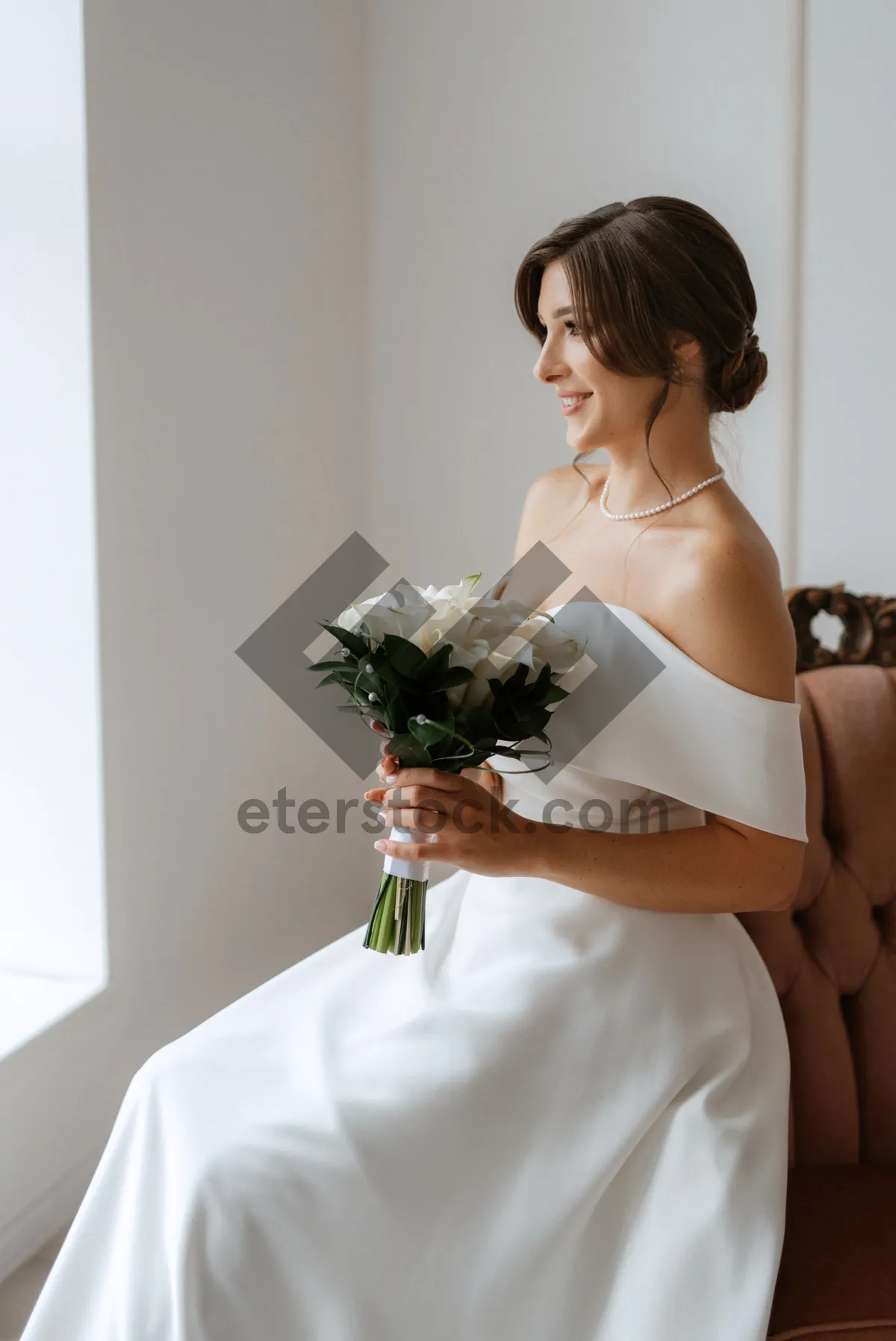 Picture of Happy Wedding Couple Smiling in Love and Celebration