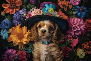 Cute Cocker Spaniel Puppy Portrait in Studio Setting