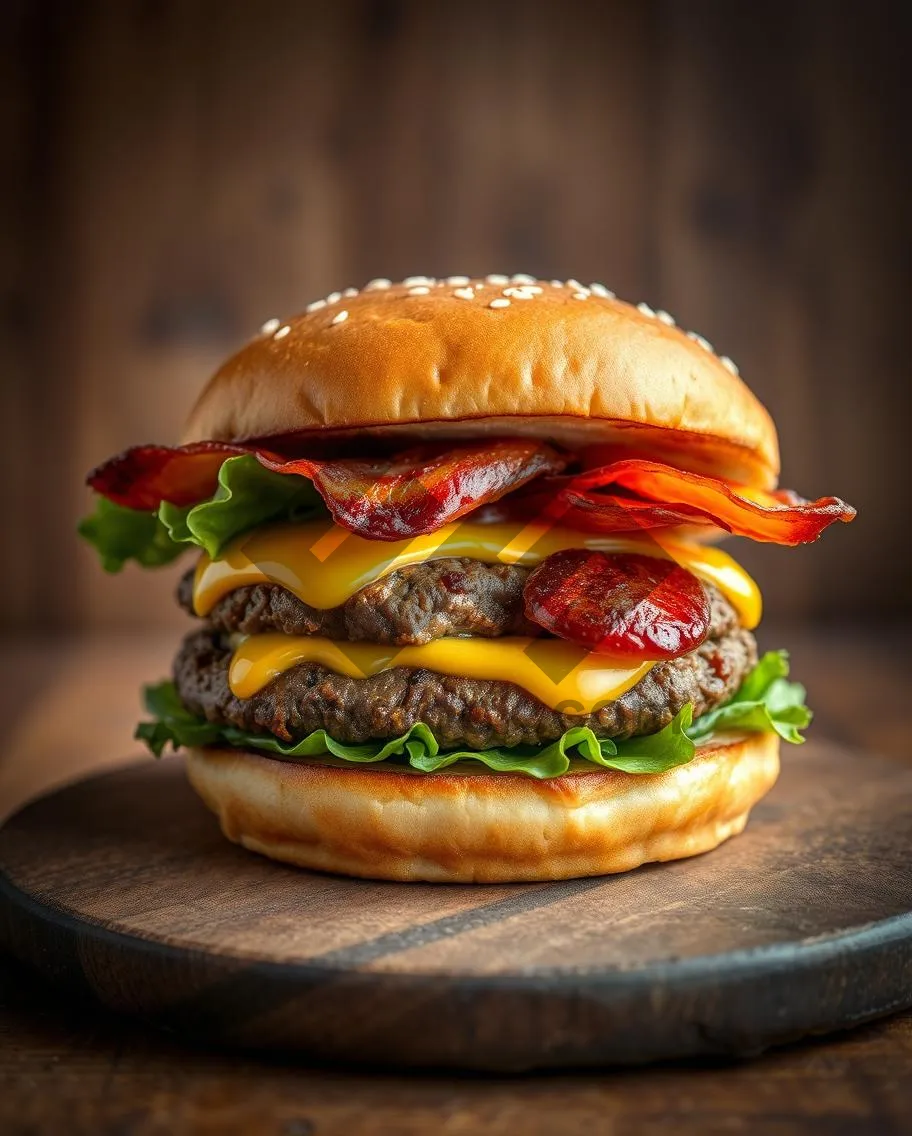 Picture of Grilled cheeseburger with lettuce and tomato.