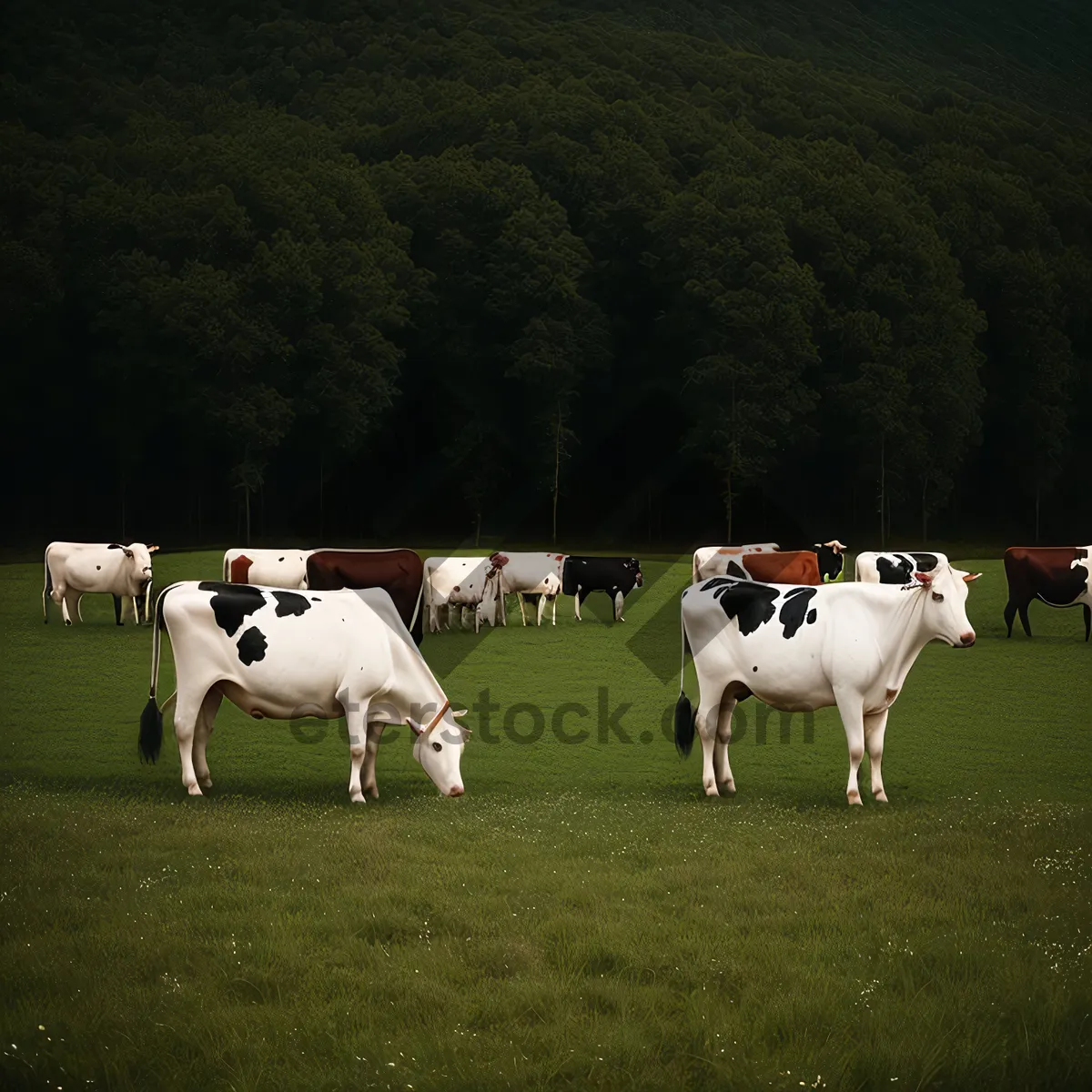 Picture of Bovine Grazing in Rural Meadow