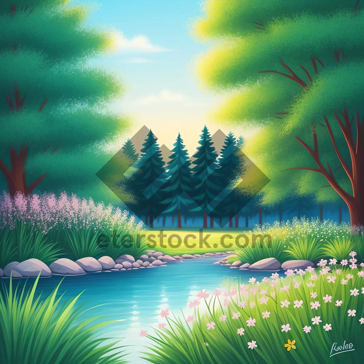 Picture of Vibrant Aquatic Plant in Spring Sky