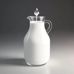 Glass milk bottle with liquid beverage