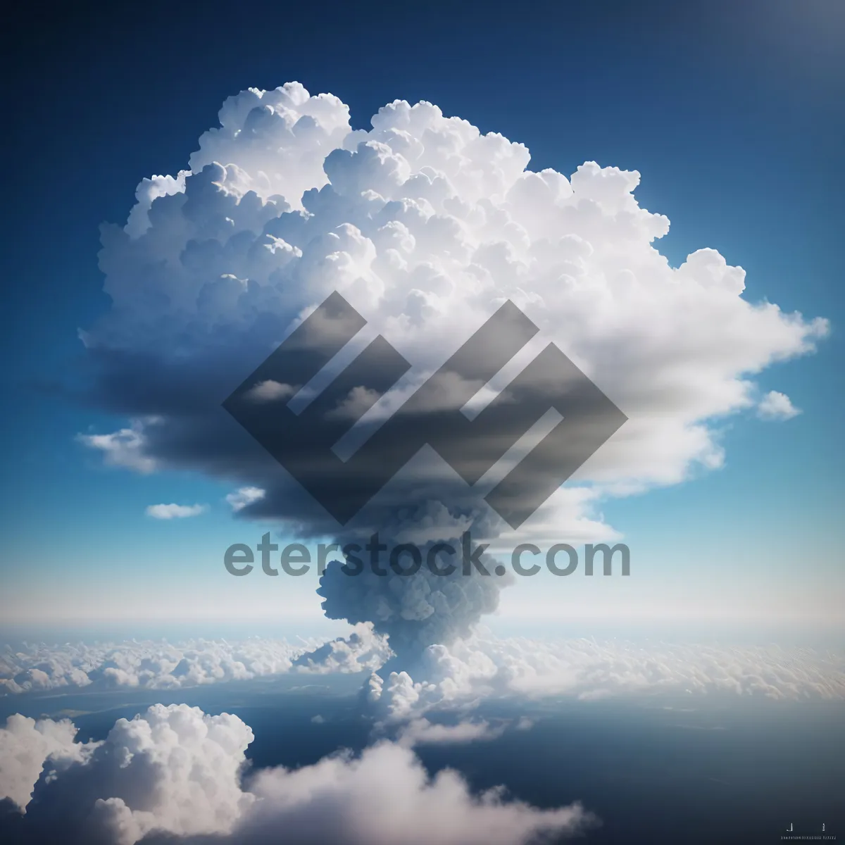 Picture of Vibrant Summer Sky with Fluffy Clouds