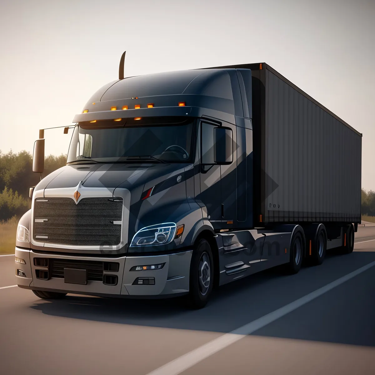 Picture of Speeding Freight: Highway Motion with Cloudy Sky