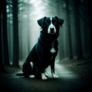 Adorable Black Terrier Puppy on Leash - Domestic Canine Friend