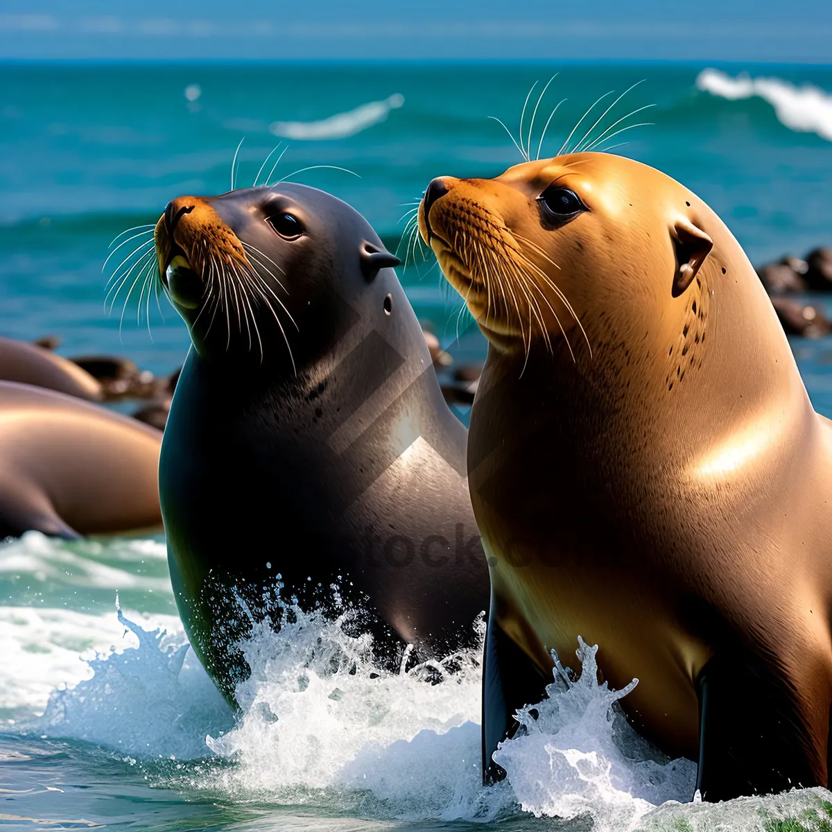 Picture of Wild Sea Lion Swimming in the Ocean