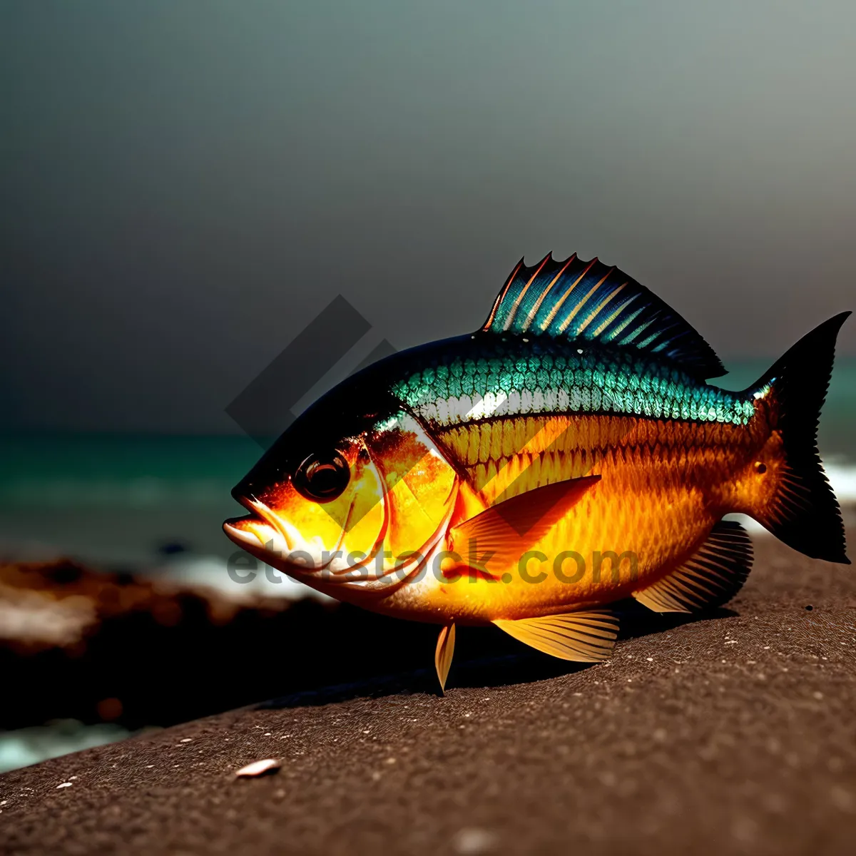 Picture of Colorful Goldfish Swimming in Aquarium