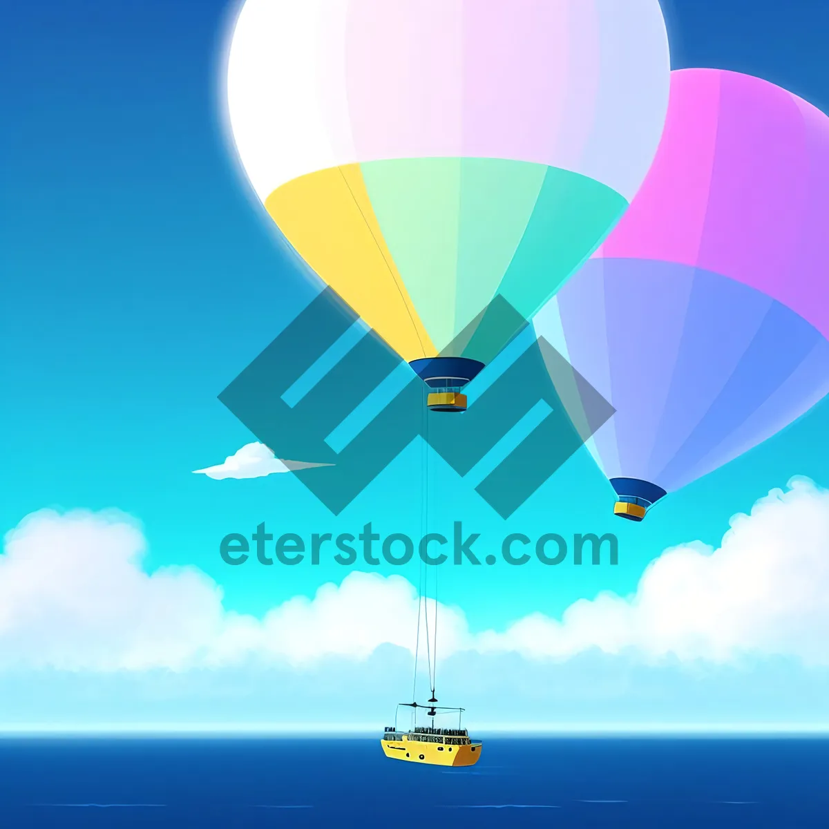 Picture of Colorful Balloon Soaring through Sky