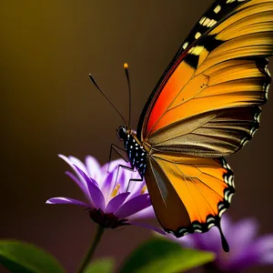 Colorful Monarch Butterfly on Garden Flower