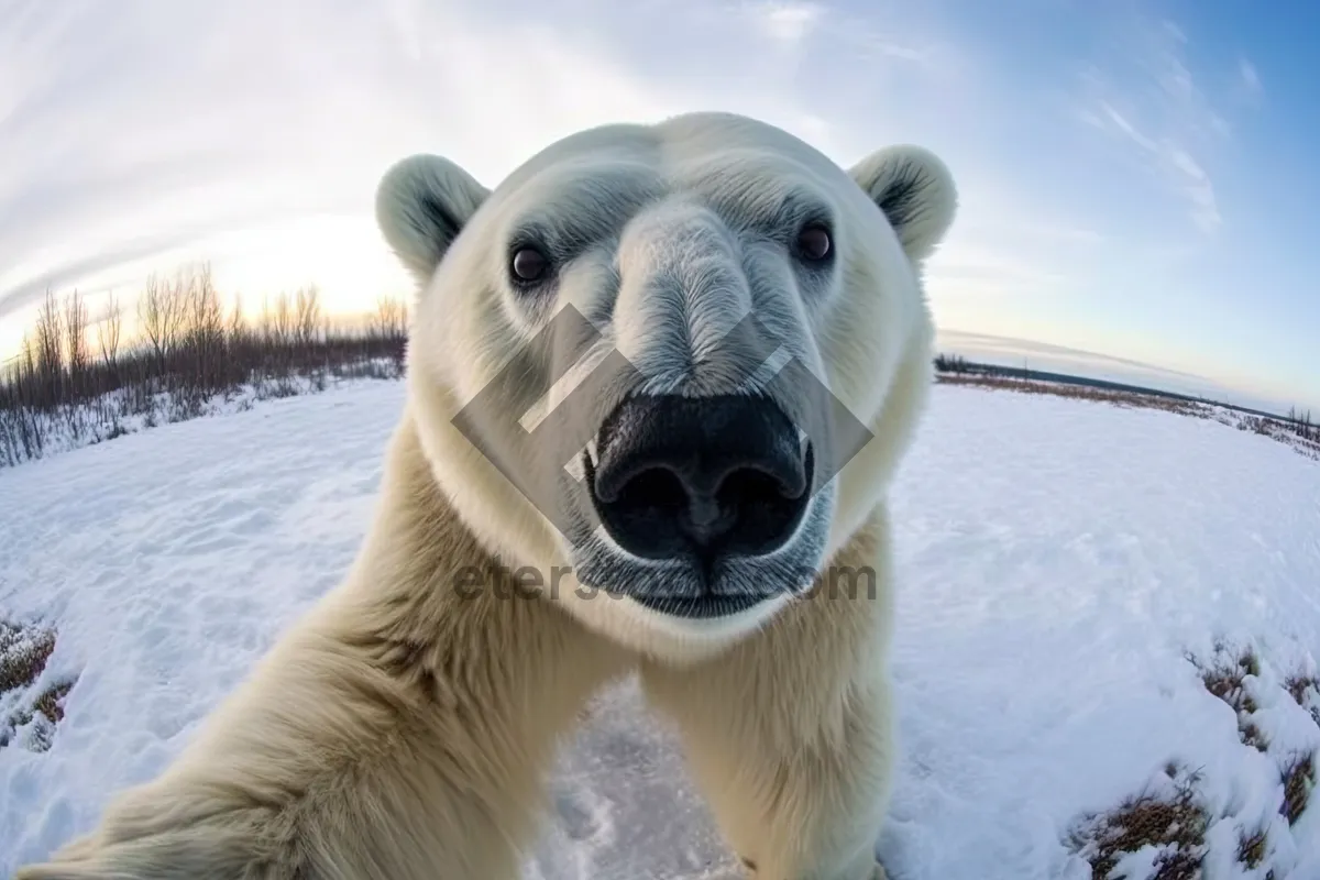 Picture of Polar Bear Playing in the Snow at Arctic Zoo