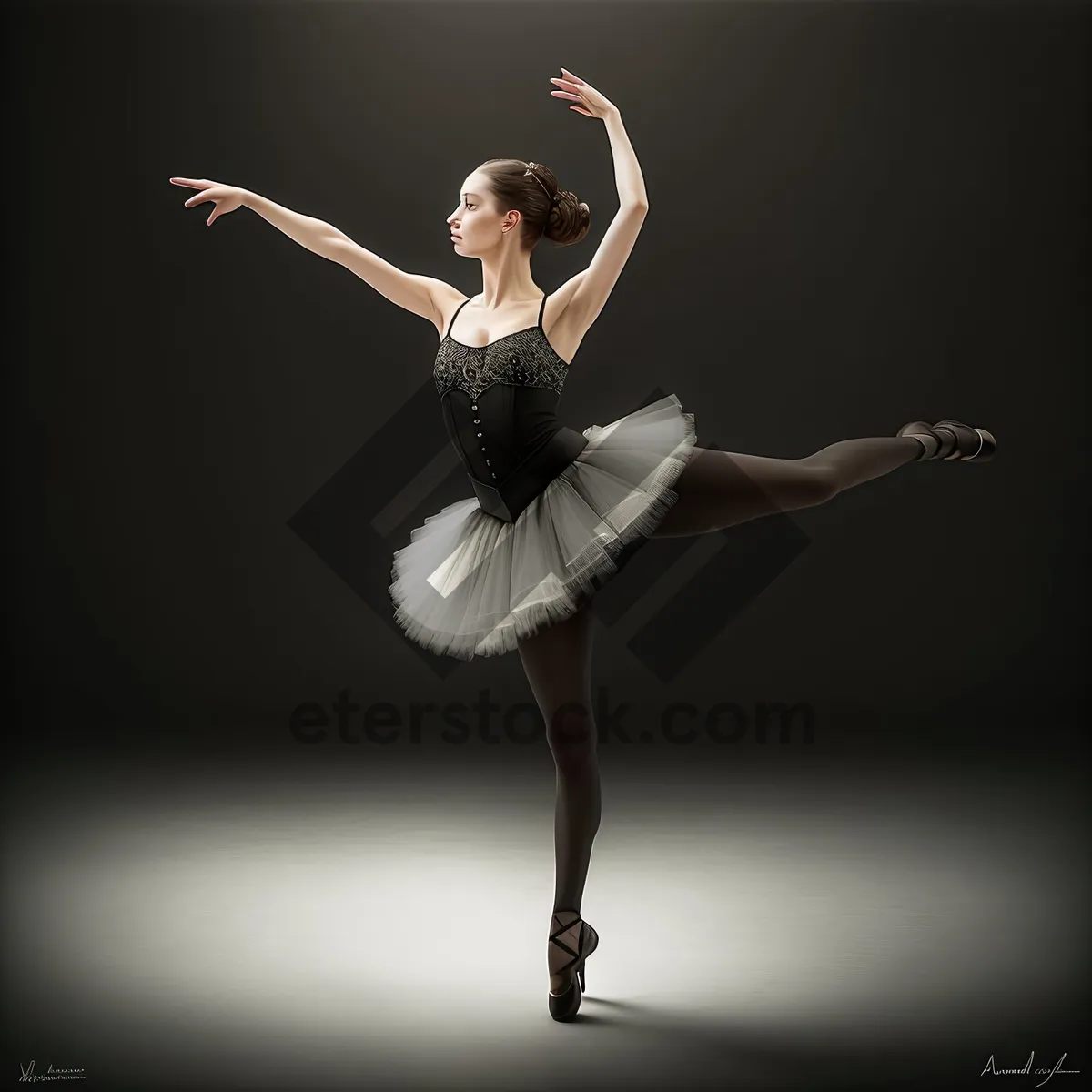 Picture of Elegant ballet dancer performing graceful jumps