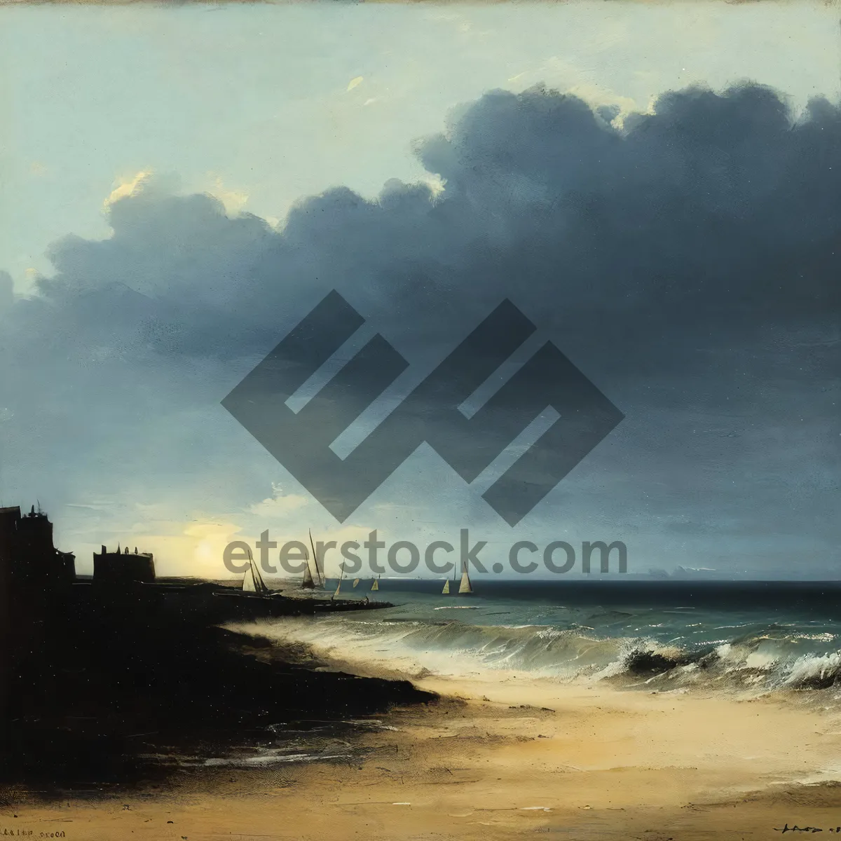 Picture of Serene Sunset Over Coastal Waves