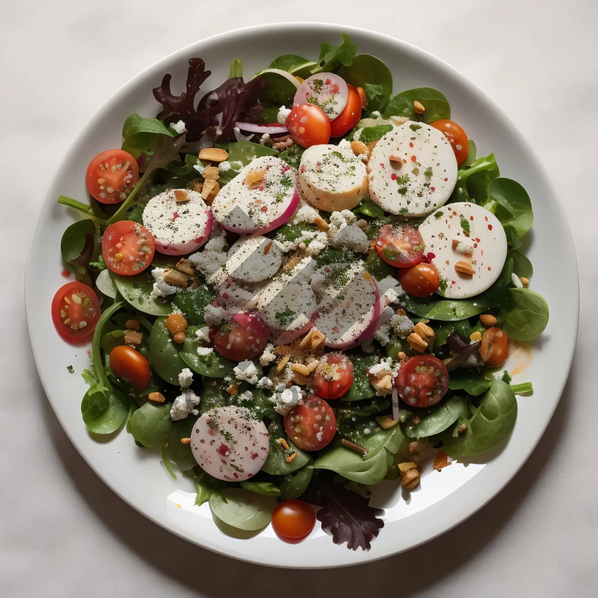 Picture of Delicious Gourmet Salad with Fresh Vegetables and Cheese