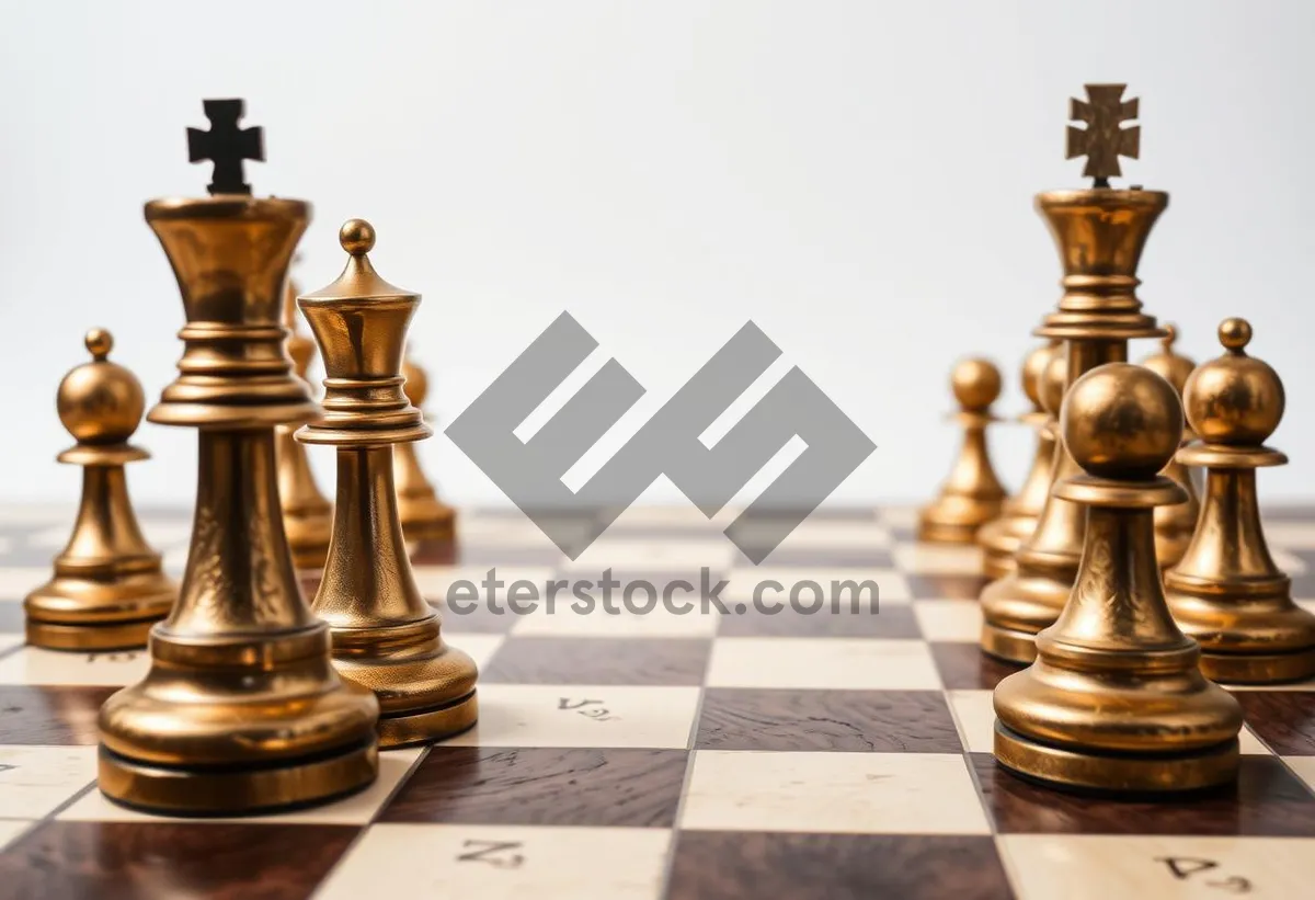 Picture of Chess battle of strategy and intelligence on wooden board