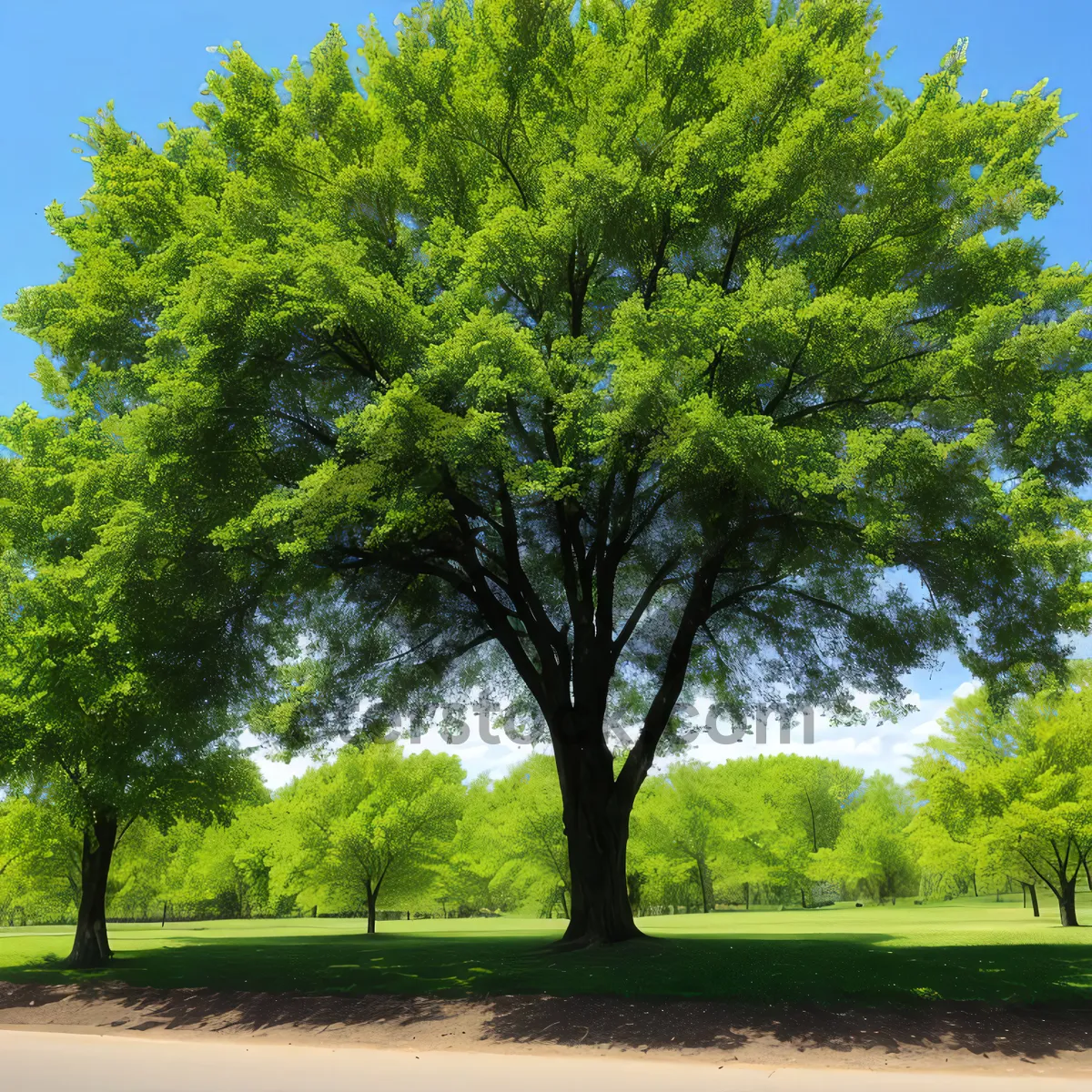 Picture of Serene Summer Landscape Among Rustling Oak Trees