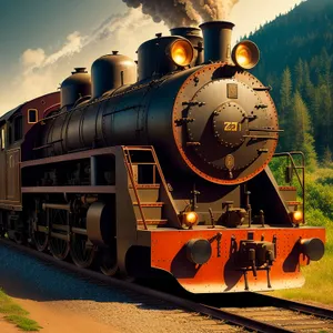 Vintage Steam Locomotive On Railway