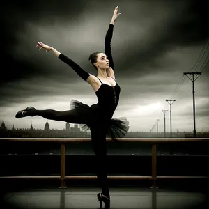 Teenage Ballet Dancer Achieving Perfect Balance on Trampoline