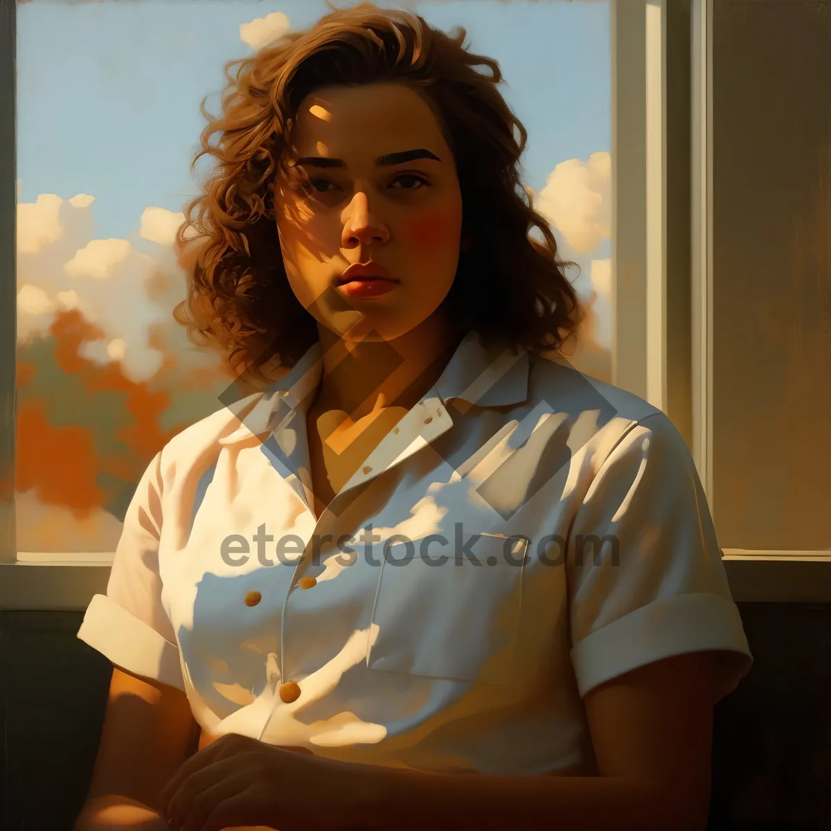 Picture of Doctor with stethoscope: Professional and confident female.