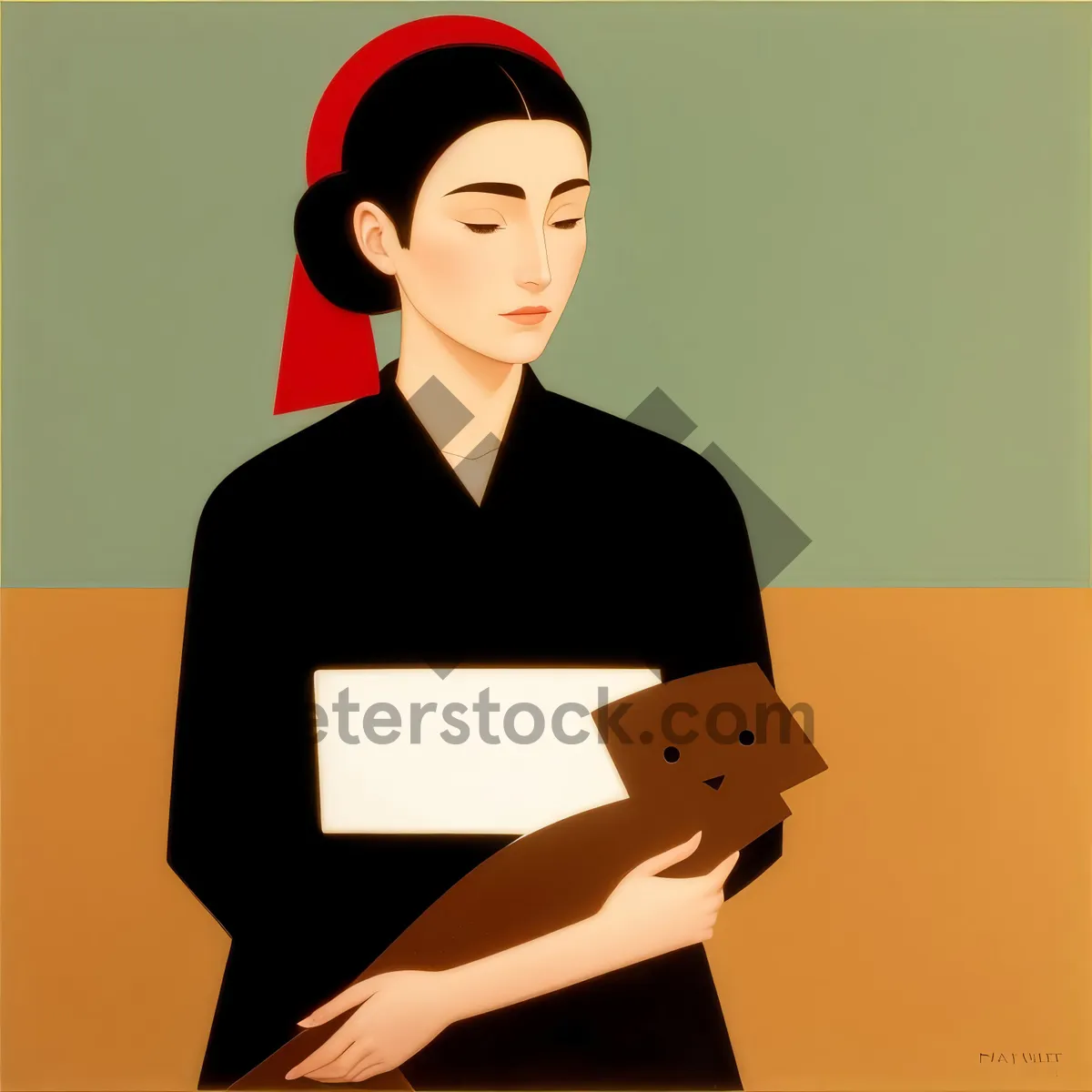 Picture of Smiling businesswoman in professional black suit at office