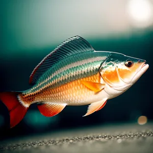 Tropical Goldfish Swimming in Aquarium