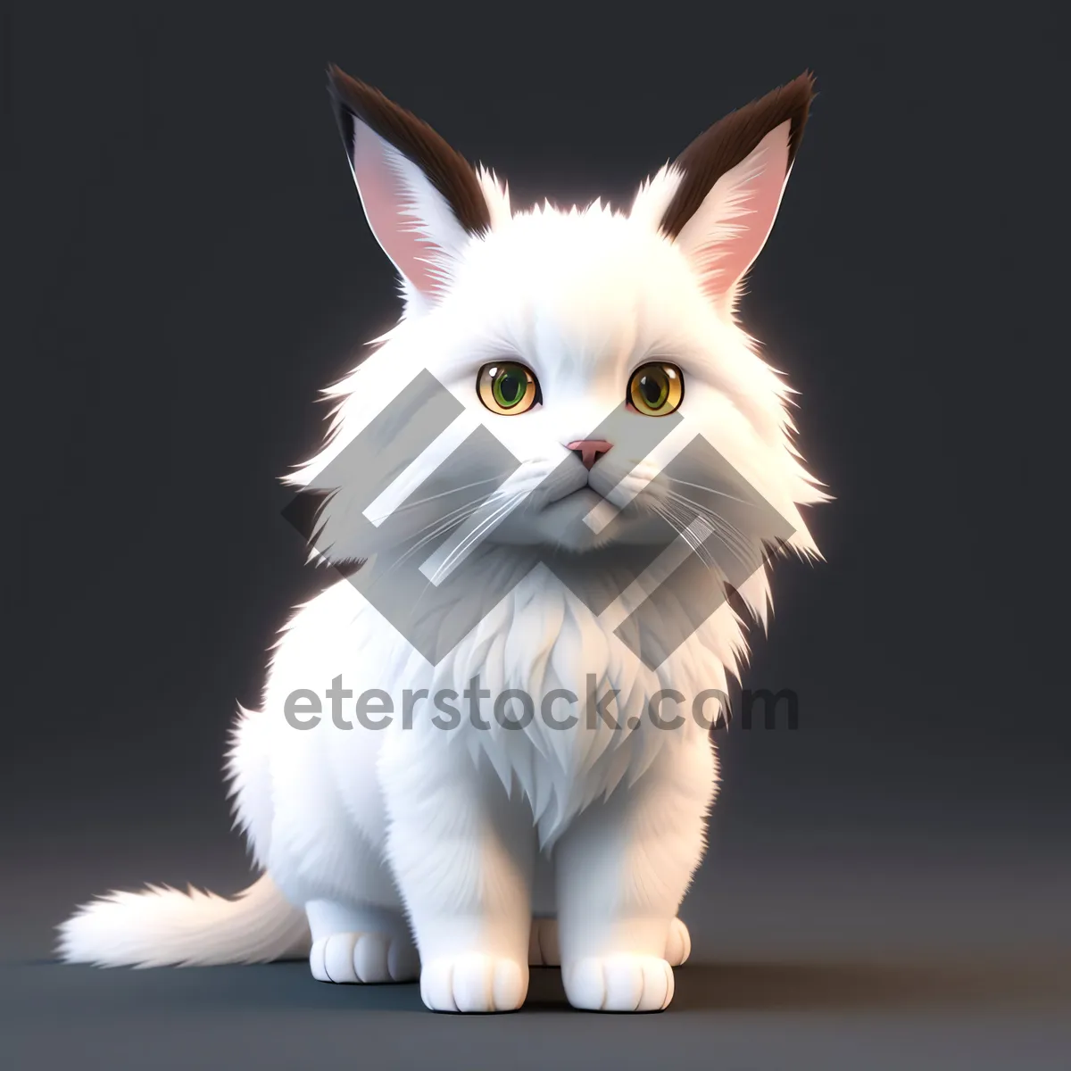 Picture of Whiskered Cutie: Adorable White Kitty with Bright Eyes