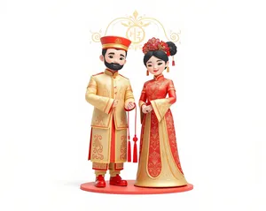 Happy Cartoon Character in Festive Costume and Hat