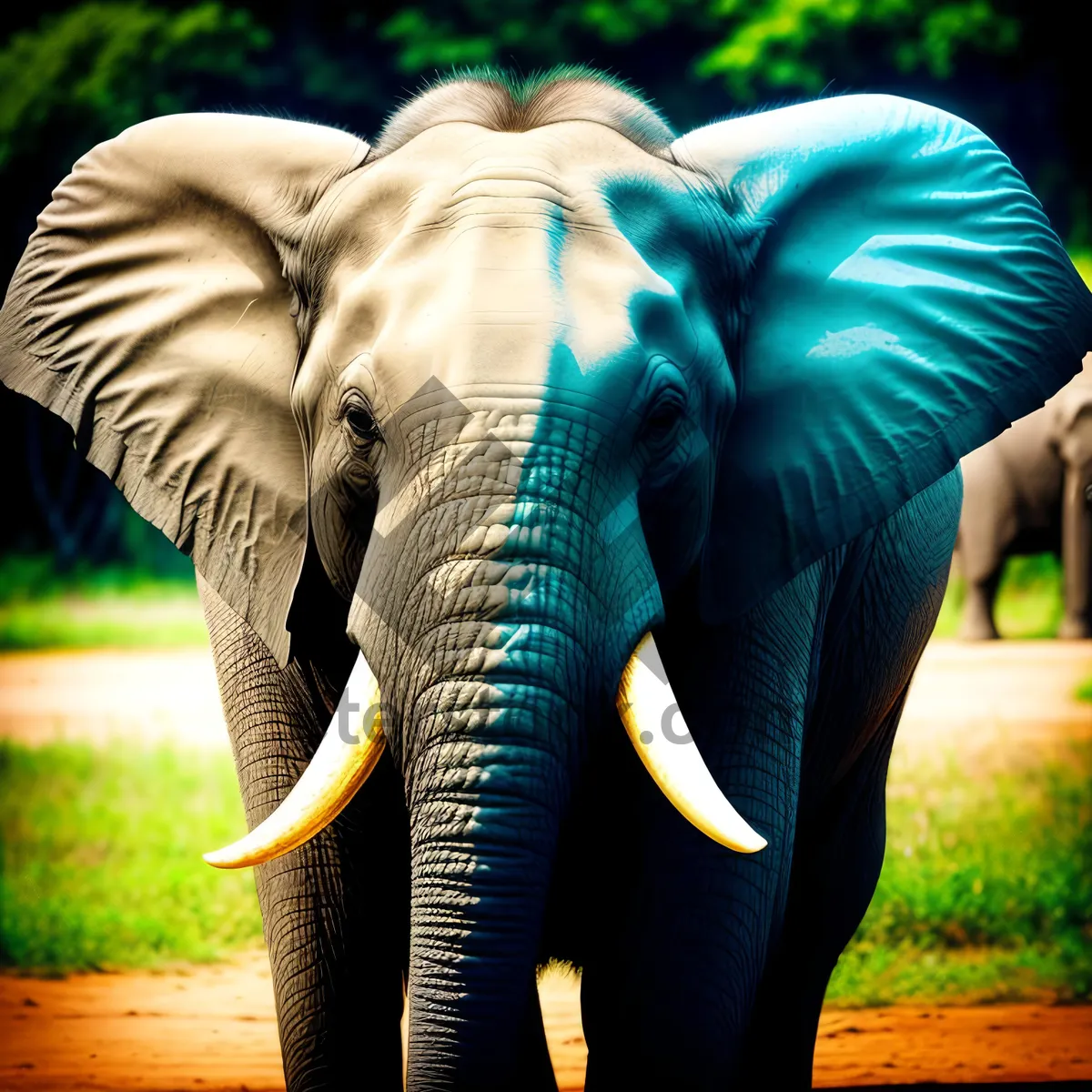 Picture of Wild Safari: Majestic Tusker Elephant in South African National Park