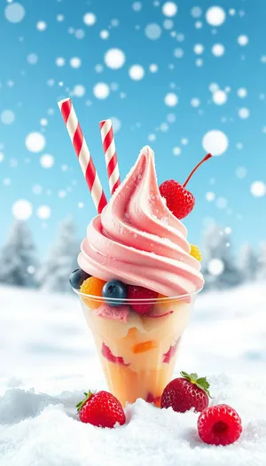 Refreshing Strawberry Ice Cream Dessert in Glass