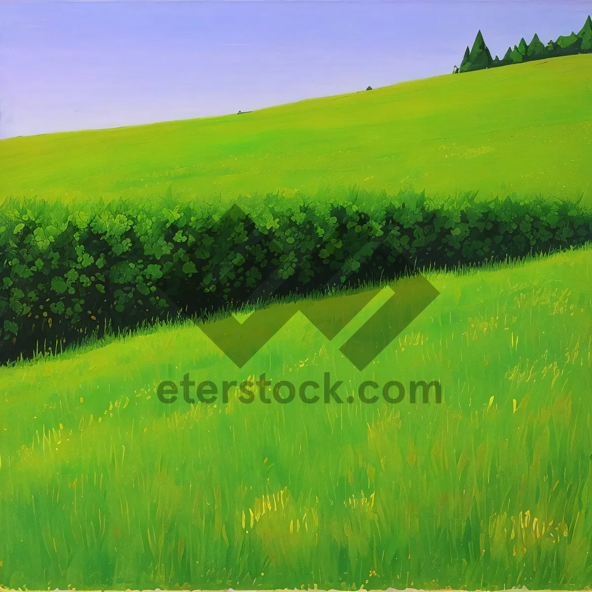 Picture of Vibrant Summer Sky over Rolling Green Fields