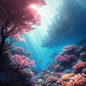 Vibrant underwater coral reef teeming with marine life.