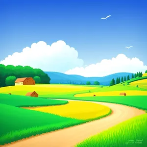 Idyllic countryside golf course under clear blue skies