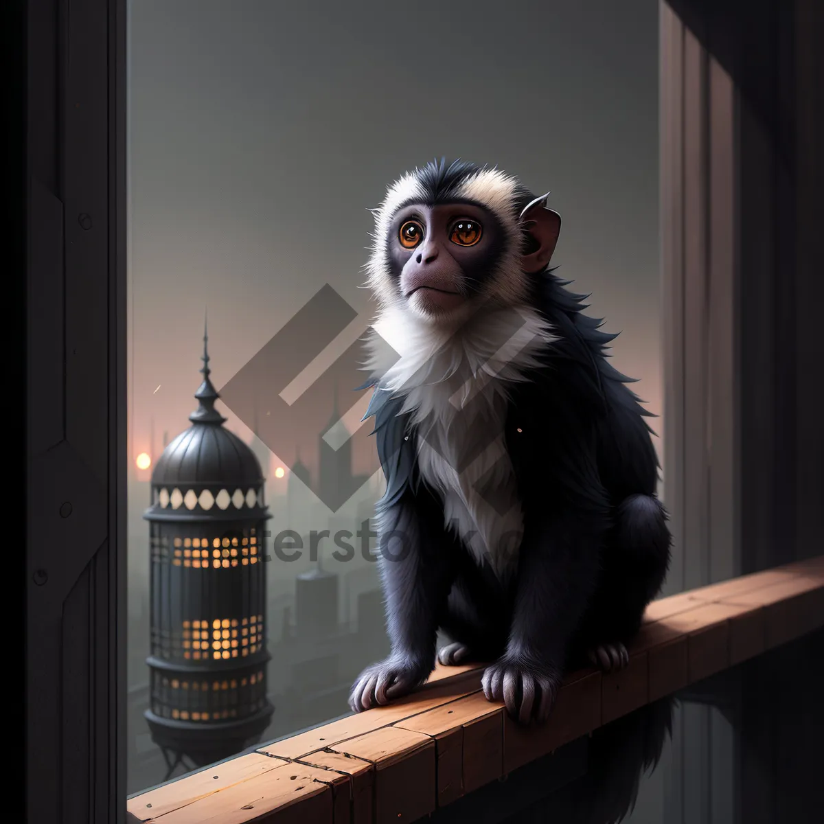 Picture of Wild Primate Monkey in Container