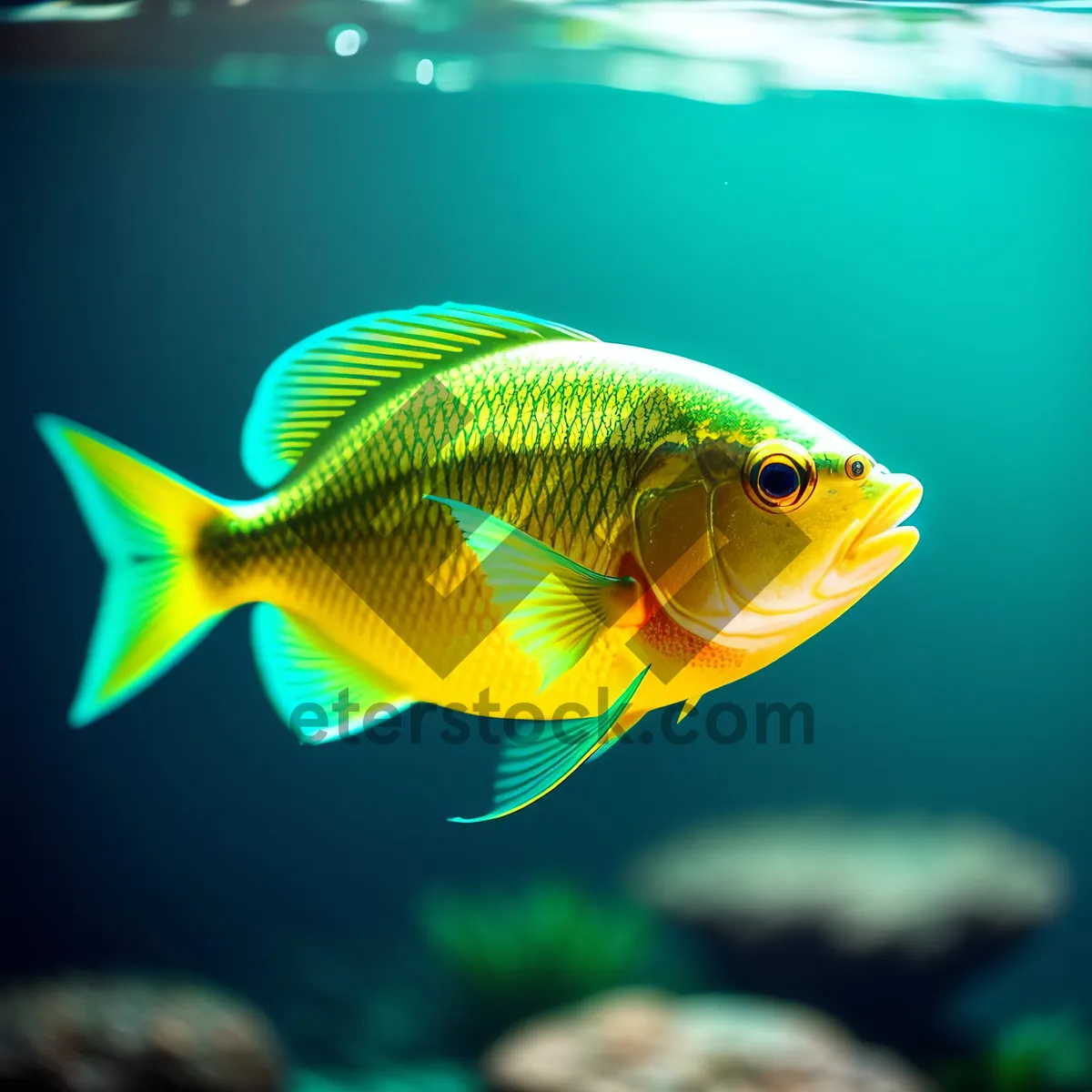 Picture of Goldfish Swimming in an Underwater Aquarium