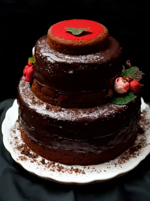 Delicious Fruit-filled Chocolate Cake with Fresh Mint