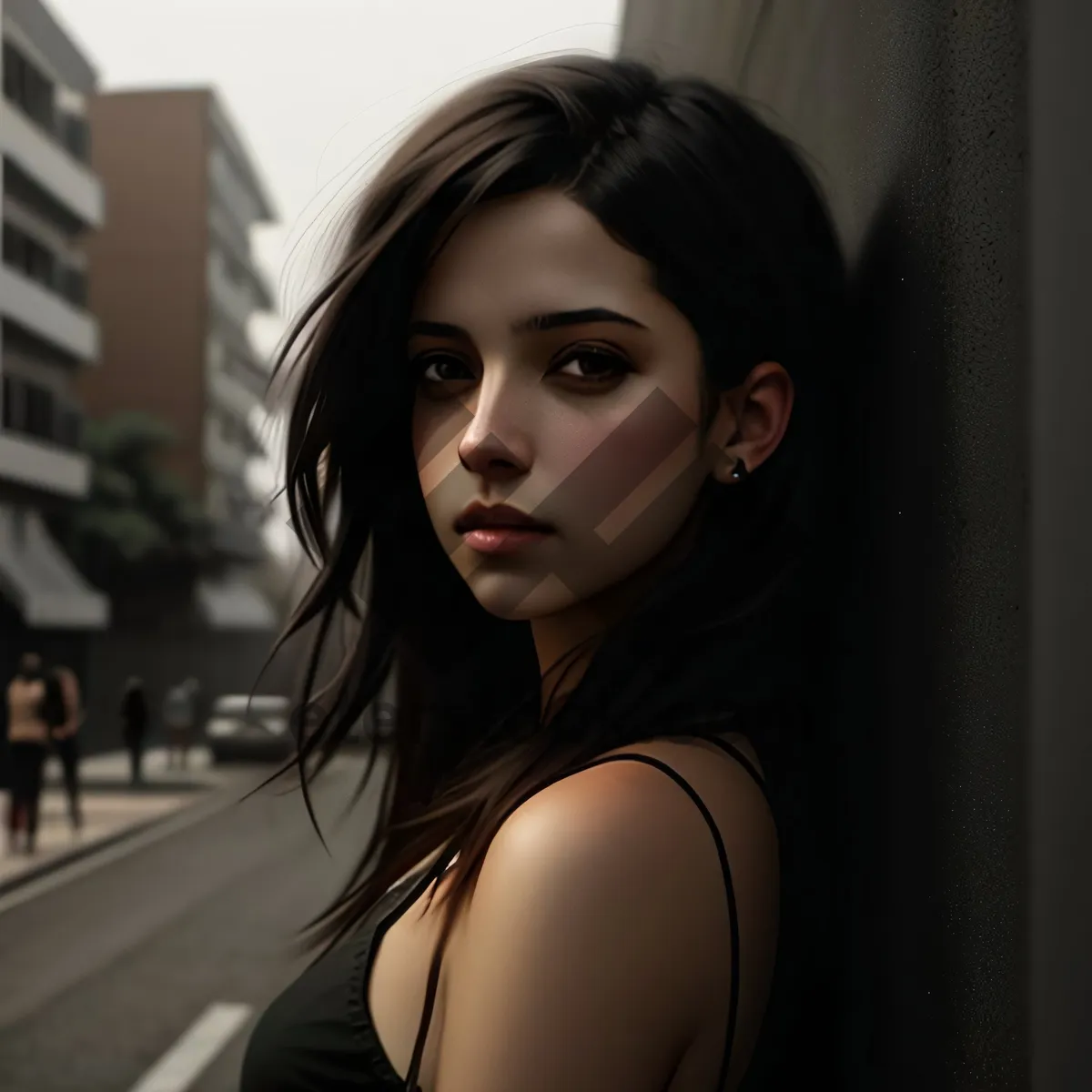 Picture of Stylish brunette fashion model with attractive sensual posing