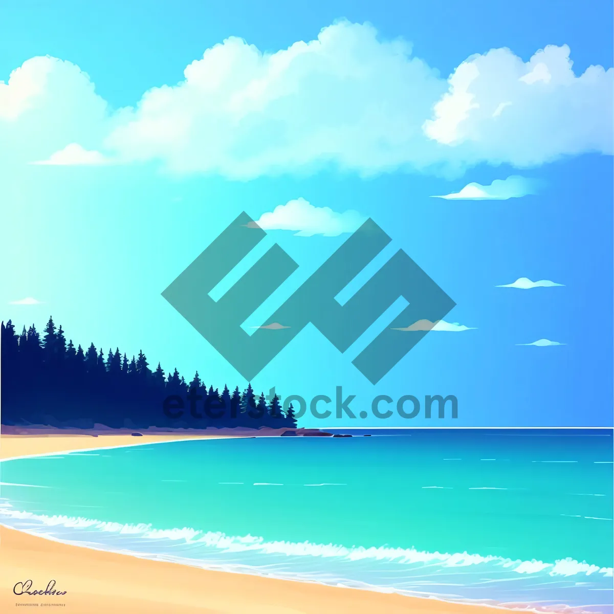 Picture of Turquoise Paradise: Clear Seascape with Sunny Sky