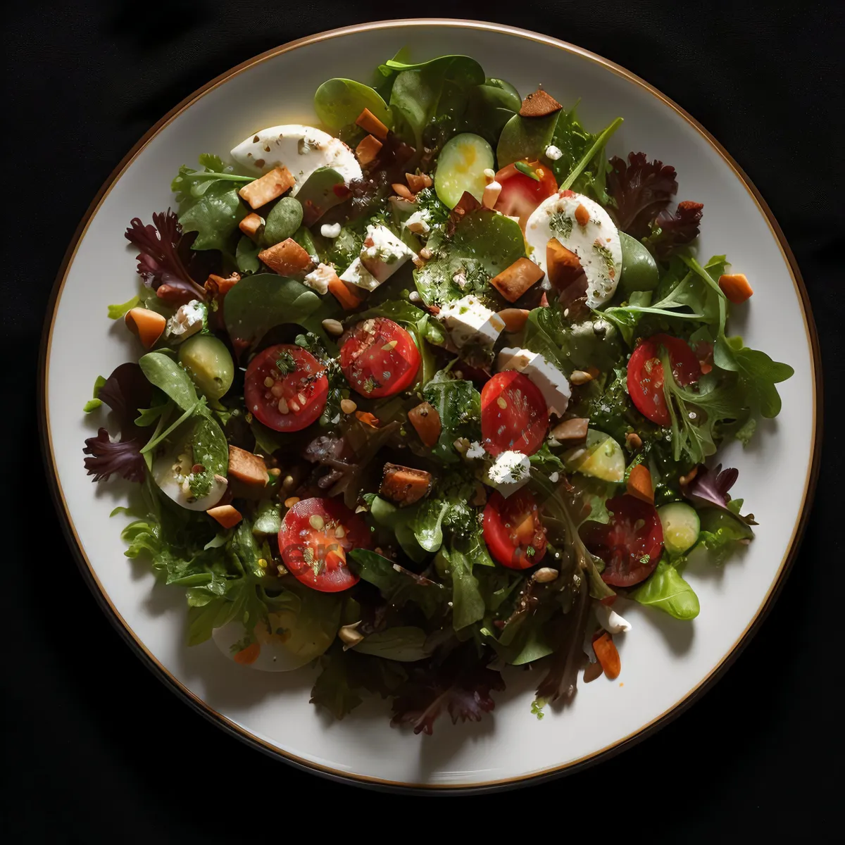 Picture of Fresh and Healthy Vegetable Salad with Grilled Meat