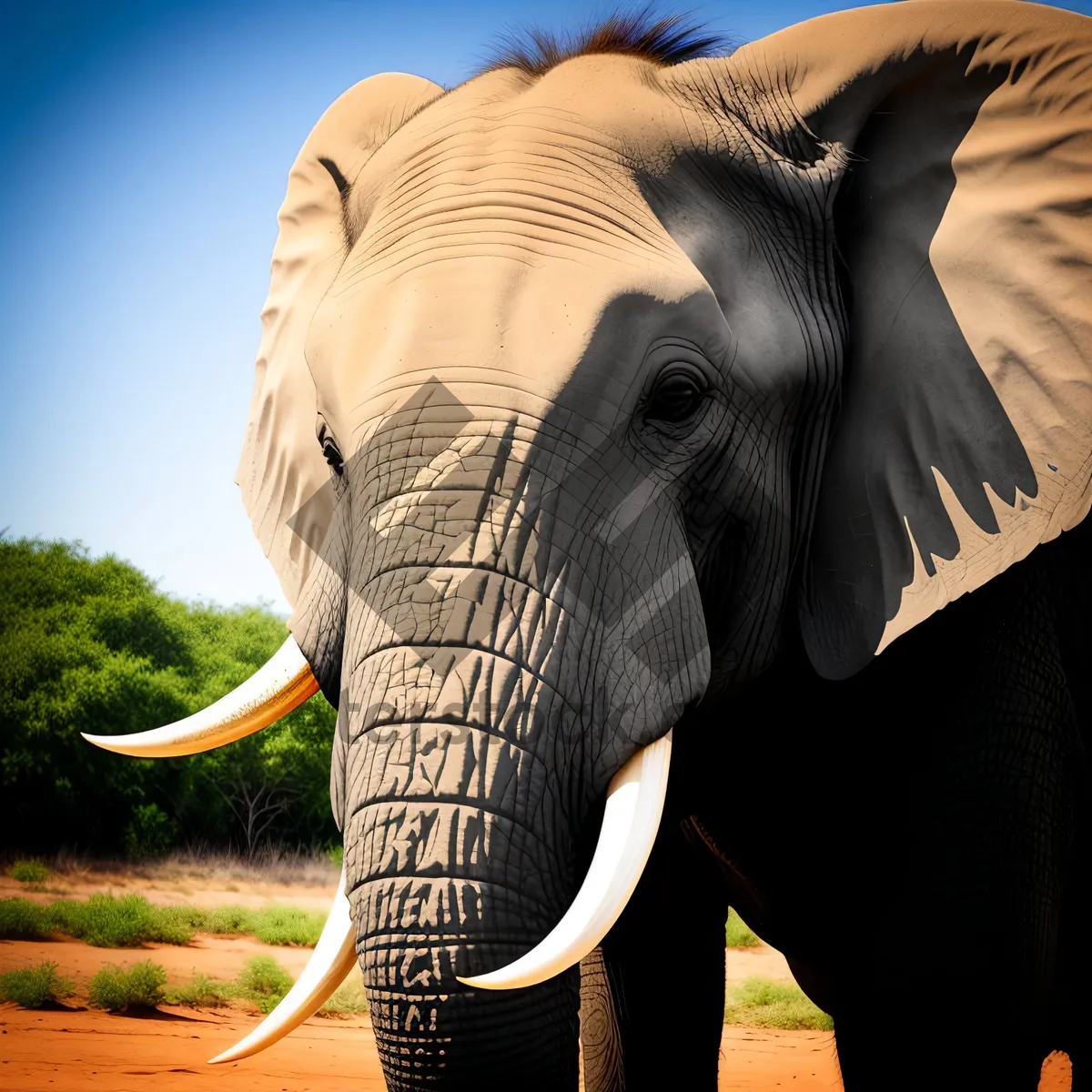 Picture of Endangered South African Bull Elephant in National Park