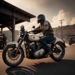 Speeding Two-Wheeled Motorbike on Road