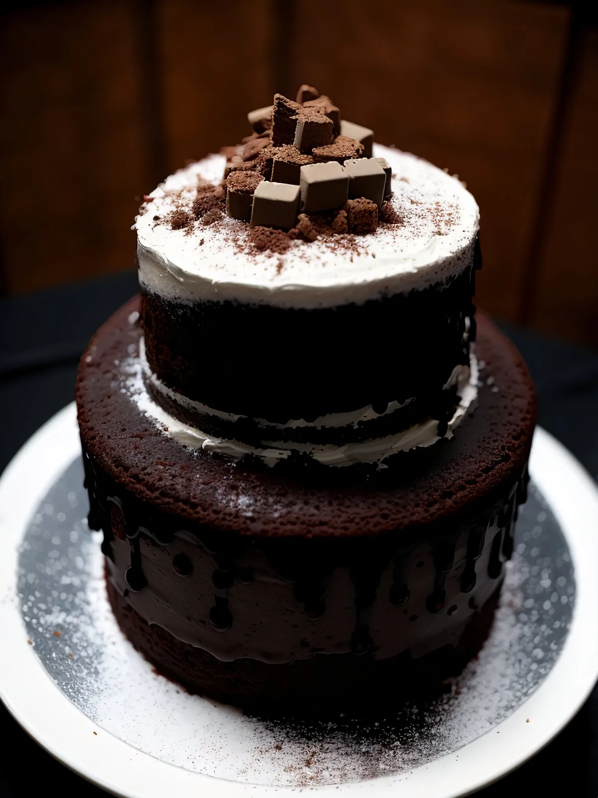 Picture of Delicious Chocolate Fruit Cake with Cocoa Sauce