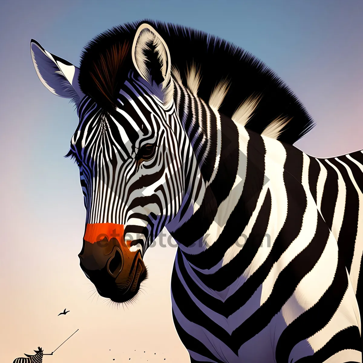 Picture of Wild Zebra Grazing in South African National Park