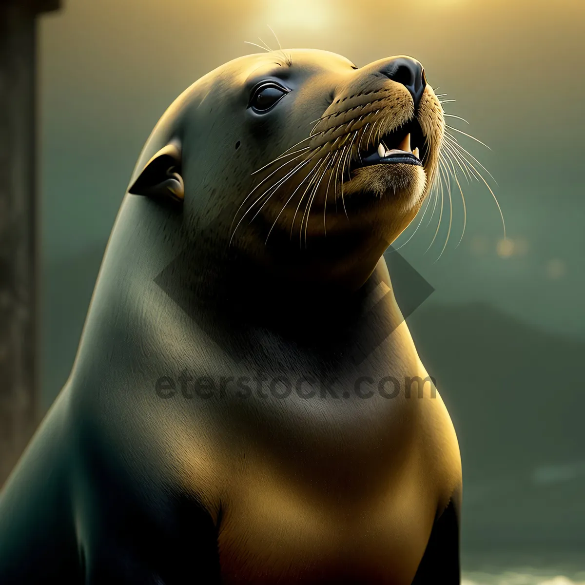 Picture of Playful Arctic Seal Basking on Sandy Beach