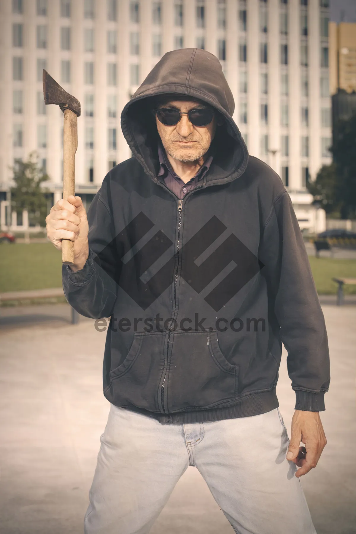 Picture of Black adult man wearing ski mask portrait.