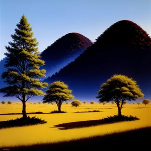 Serenity in the Countryside: Golden Sunset Over Rolling Hills
