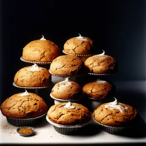 Brown Walnut Muffin with Hazelnuts Close-Up