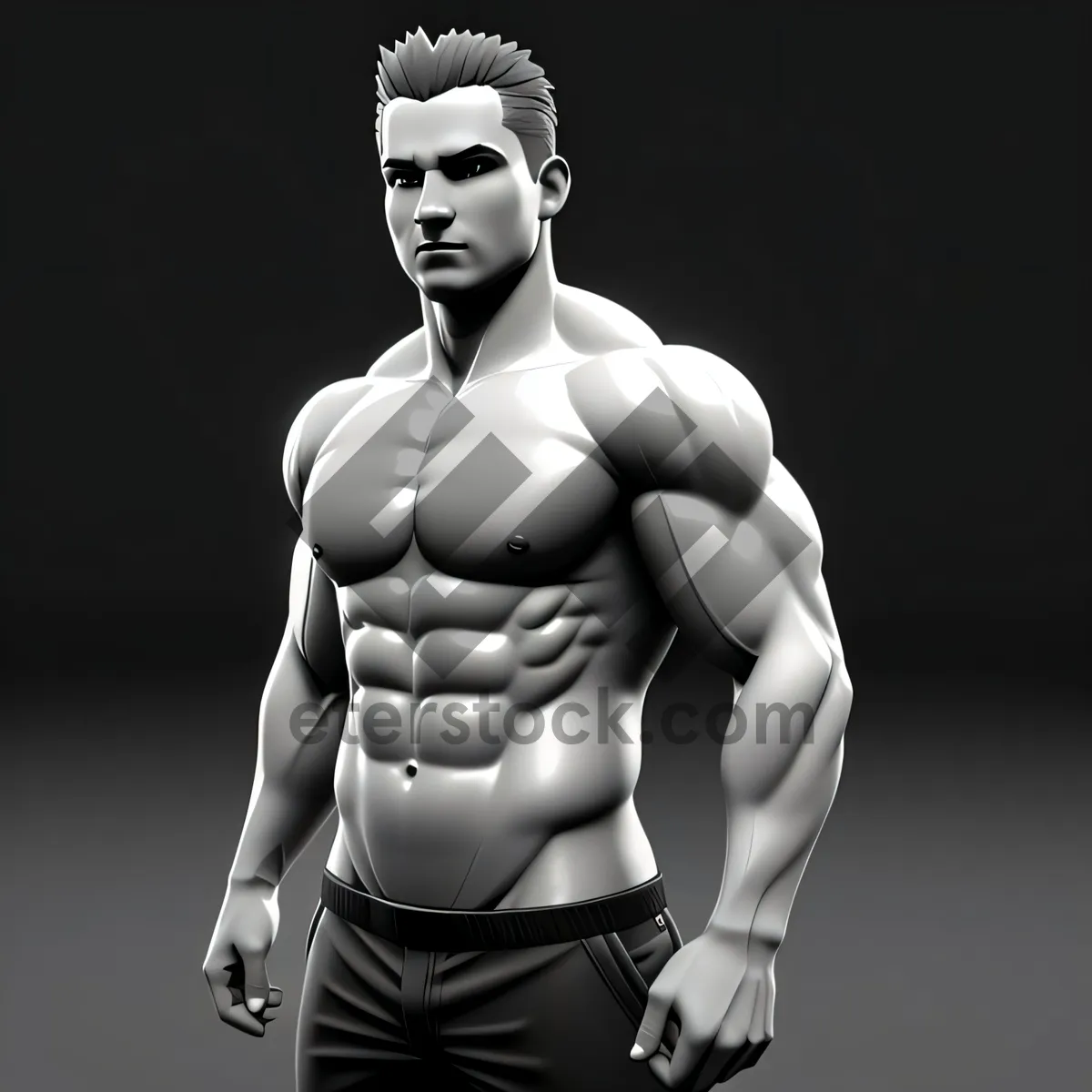Picture of Muscular Black Male Model Erotic Portrait